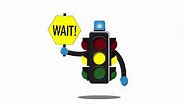 Download Traffic light animation video. Red, yellow, green traffic signal. Stop, wait, go inscription. on a white background, alpha channel. for free