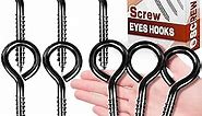 5 Inch Stainless Steel Screw Eyes, 8 Pack Eye Bolt Lag Screw, Black Eye Hooks Screw for Wood, Self Tapping Eyelet Screws Eye Bolts, Securing Cables Wires, Sturdy Hanging Hooks for Indoor & Outdoor