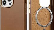 LONLI Edition - for iPhone 15 Pro Max Case - Premium European Genuine Leather Phone Case - Develop Patina Over Time - Compatible with Magsafe - Taupe
