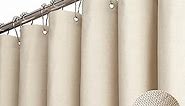 Extra Long Fabric Shower Curtain, 84 Inch Linen Textured Heavy Duty Cloth Shower Curtain Set with 12 Plastic Hooks, Large Hotel Luxury Polyester Shower Curtains for Bathroom(72"x84", Beige/Cream)
