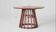Walker Edison Scandinavian Slatted Wood Pedestal Base Dining Table, 48 Inch, Cerused White