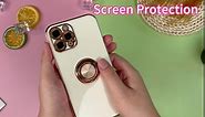 Hython Case for iPhone 13 Pro Case with Ring Stand, 360° Rotatable Ring Holder Magnetic Kickstand, Plating Rose Gold Soft TPU Bumper Camera Protection Shockproof Protective Phone Cases Cover, Blue
