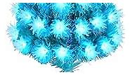 24 Inch Fiber Optic Christmas Tree Pre-lit Blue Artificial Xmas Tree for Kids 2Ft Tabletop Crystal Trees Star Treetop 60 Branches & Floral Decorations 8 Mode Indoor Holiday Home Office Decoration