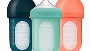 Boon Nursh Reusable Silicone Baby Bottles with Collapsible Silicone Pouch Design - Everyday Baby Essentials - Stage 2 Medium Flow Baby Bottles - Mint - 8 Oz - 3 Count (Pack of 1)