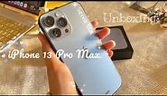 iPhone 13 Pro Max (Sierra Blue) Unboxing + Accessories ❄️🌨 | Aesthetic✨ ASMR (eng sub)