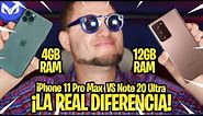 Note 20 ULTRA vs iPhone 11 Pro Max - MEMORIA RAM 4 VS 12 CUAL ES LA DIFERENCIA REAL!!!!!!!!