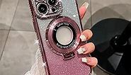 Buaito Blomuse Phone Case, Blomuse iPhone Case Diamond Magnetic, Glitter Diamond Magnetic Ring Holder Case for iPhone 11 12 13 14 15 PRO Plus PROMAX (Color : Pink, Size : 15)