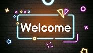 Download Welcome neon text animation stock video 4k hd resolution for free