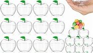 Nitial 60 Pcs Plastic Apple Container Christmas Candy Holder Xmas Apple Container Teacher Gifts Bulk Bobbing Apple Cookie Candy Jar Apple Shaped Favor Containers for Wedding Valentine Party (Clear)