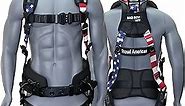 AFP Fall Protection Full-Body Premium Safety Harness, Vented & Padded Shoulder, Legs & Back, 8” Thick Back Support Belt, Aluminum D-Rings, Tongue Buckle, Quick Release (OSHA/ANSI PPE)