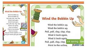 Wind the Bobbin Up Nursery Rhyme Poster