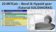 Bevel and Hypoid Gear - SOLIDWORKS Tutorial (MITCalc-20)