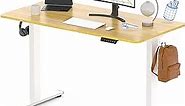 FLEXISPOT Standing Desk, Whole-Piece Desktop 48 x 24 Inches Height Adjustable Desk Stand up Desk Home Office Table for Computer Laptop (White Frame & Maple Desktop)