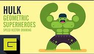 Speed Drawing Flat Character, Hulk, Geometric Superheroes, Illustrator