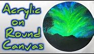 Easy Circle Painting Ideas - Round Canvas Painting Idea of Starry Night | Acrylic Painting Ideas