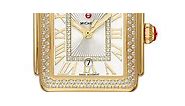 Michele Deco Madison Mid   White Silver Sunray w/ Diamond Dial Gold Bracelet Watch, 29mm - MWW06G000003