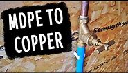 MDPE to Copper Pipe - Stopcock - Water Connection