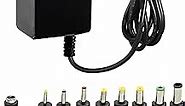 12V 2A AC Adapter Charger Replacement with 9 Tips,5.5 * 2.1mm Plug Barrel Connector,24W AC 120V to DC 12V 2000mA Power Supply Cord for LED Strip Light, CCTV Camera, GPS, Webcam, Router,UL-Listed