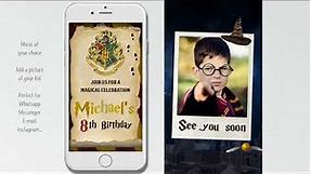 Harry Potter Birthday invitation in video animated card