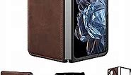 Foluu for OnePlus Open 2023 Case, for OnePlus Open Leather Case, PU Leather + Hard PC Shell Ultra Thin Slim Durable Protective Phone Case Cover for OnePlus Open 2023 5G 2023 (Brown)