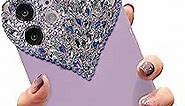 Malimalihong Cute iPhone 11 Case 3D Glitter Sparkle Bling Case for Women Girls, Pretty Rhinestone Diamond Cute Aesthetic Heart Gems Soft TPU Bumper Case Cover for iPhone 11 6.1 Inch-Purple