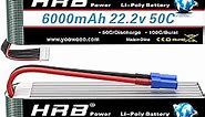 HRB 2pcs 6S 6000mAh Lipo Battery EC5 50C-100C 22.2V RC Lipo Battery Compatible with RC Helicopter Airplane Car Boat Truck