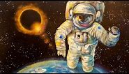 Astronaut Eclipse Outer Space Acrylic Painting Tutorial LIVE