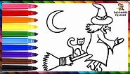 Como Desenhar Uma Bruxa 🧙‍♀️ Desenhar E Colorir Uma Bruxa Arco íris 🧹🌈 Desenhos Para Crianças