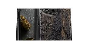 Carveit Magnetic Wood Case for iPhone 13 Pro Max [Natural Wood & Black Soft TPU] Shockproof Protective Cover Unique & Classy Wooden Case Compatible with magsafe (The Devil -Baphomet -Blackwood)