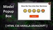 Model Popup Box Using HTML CSS & Vanilla JAVASCRIPT || Popup Box With Emoji Rating Effects