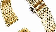 BINLUN Ultra Thin Mesh Stainless Steel Watch Band Light Watch Strap Polished Watch Bracelets Replacement 12mm/14mm/16mm/18mm/20mm/22mm for Men Women with Butterfly Buckle(Gold,20mm)