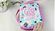 ICOSY Bible Cover Case for Women Girls Kids Bible Case Large Bible Tote Bag with Handle Bible Journaling Supplies for Kids Bible Cover for Bible Study Accessories Supplies
