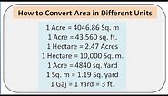 Area conversion || hectare || Acre || sq. m. || sq. ft. || Yard || Gaj || ft to m | sq ft to gaj