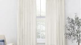 132 Inch Linen Curtains for High Ceiling Living Room 2 Panels Set Back Tab Hooks Pleat Privacy Semi Sheer Extra Long XL 11FT Hotel Curtain Drapes for Tall Windows,Cream Beige Ivory,50x132 in Length