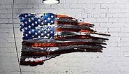24" or 36" Tattered American Flag Metal Wall Art | 14 gauge cold rolled steel | Made in the USA
