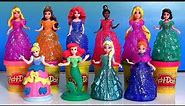 Play Doh Sparkle Royal Palace Disney Princess Glitter Glider Magiclip Dolls Anna Elsa Ariel Belle