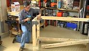Building a simple work bench for your garage or craft room, using metal brackets and 1/4 lumber.