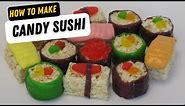 Candy Sushi made with Rice Krispie Treats, Fruit Roll Ups and Candy