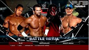 WWE 2K16 PS3 - Zack Ryder VS Kane '01 VS The Rock '03 VS John Cena - 4-Man Battle Royal KO Match