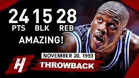 Shaquille O'Neal AMAZING Triple-Double Highlights vs Nets (1993.11.20) - 24 Pts, 28 Rebs, 15 BLOCKS!