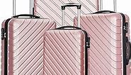Apelila Fridtrip Travel Suitcase Hardshell Lightweight Luggage with Spinner Wheels Luggage Sets (4 PCS Suitcases, Rose Gold)