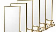 NIUBEE 6Pack 4 x 6 Clear Acrylic Sign Holder with Gold Borders and Vertical Stand, Double Sided Table Menu Holders Picture Frames for Wedding Table Numbers, Restaurant Signs, Photos and Art Display