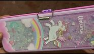 My new unicorn pencil box | glitter water pencil box | cute stationery #schoolsupplies #unicorn