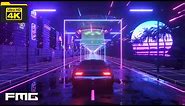 4K Video | Car and City in Neon Style | No Copyright VJ Loop Background Video