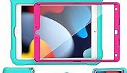 YIHE Kids Case for iPad 10.2 inch 9th/8th/7th Generation 2021/2020/2019, iPad Pro 10.5 & iPad Air 3, Shockproof Handle Stand Kids Case with Screen Protector for iPad 10.2/10.5 inch, Cyan&Pink