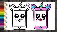 Cute Telephone Unicorn Kawaii Drawing Easy for Kids | Cute Little Drawings