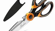 Acelone Kitchen Shears,Premium Heavy Duty Shears Ultra Sharp Stainless Steel Multi-function Kitchen Scissors for Chicken/Poultry/Fish/Meat/Vegetables/Herbs/BBQ… (Orange black)