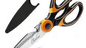Acelone Kitchen Shears,Premium Heavy Duty Shears Ultra Sharp Stainless Steel Multi-function Kitchen Scissors for Chicken/Poultry/Fish/Meat/Vegetables/Herbs/BBQ… (Orange black)