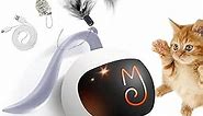 Migipaws Interactive Cat Ball Toy Set, Fun Tracker, Automatic Rolling Chase Ball with Fluffy Tail, A Small Mice, Rechargeable（White）
