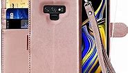 MONASAY Galaxy Note 9 Wallet Case, 6.4 inch, [Screen Protector Included][RFID Blocking] Flip Folio Leather Cell Phone Cover with Credit Card Holder for Samsung Galaxy Note 9, Pink